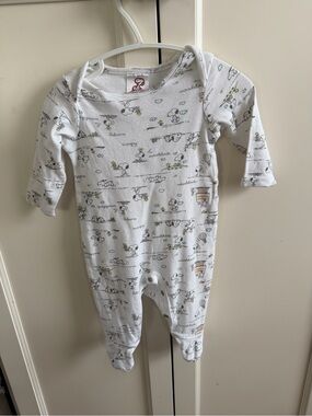 White Snoopy 0-3m Print Baby One-Piece Romper